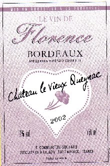 Cuvée 2002 "COUP DE  COEUR FLORENCE"
