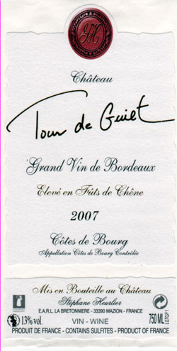 Cuvée 2007 Fût de Chêne "CHATEAU TOUR DE GUIET"