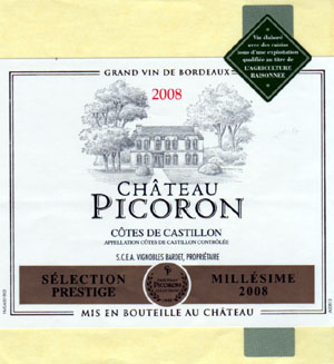 Cuvée 2008 "PRESTIGE" Château PICORON