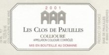 Cuvée 2001 "CLOS DES PAULILLES"