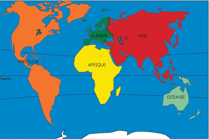 Quels sont les 5 continents dans le monde ?
