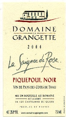 Cuvée 2004 "PICPOUL LA SAIGNEE DE ROSE"