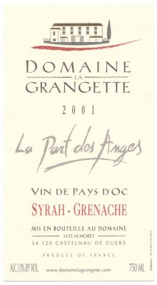 Cuvée 2001 LA PART DES ANGES